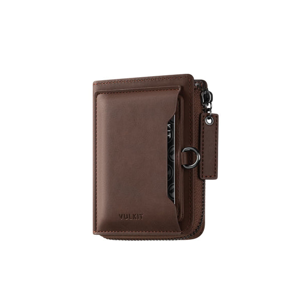 VW117 - RFID Blocking Leather Zippered Bifold Wallet with Coin Pocket