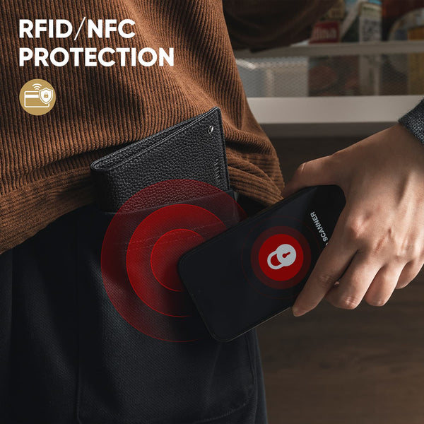 VW119P - Ultra-thin RFID Blocking Genuine Leather Bi-fold Wallet