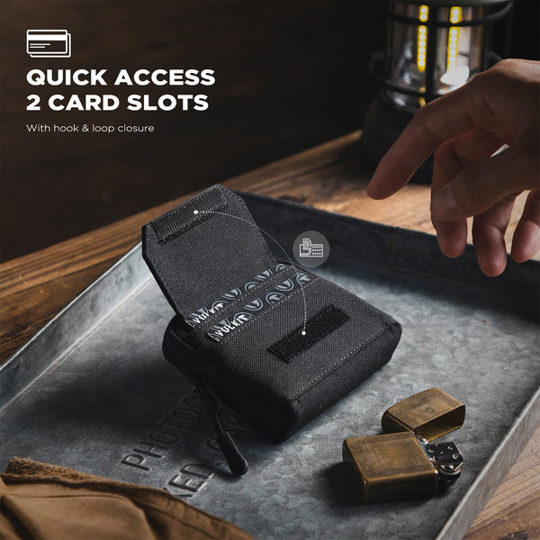 VW121 - RFID Blocking Credit Card Wallet with Lobster Clasp, Water-Resistant Oxford Cloth Holder for Travel