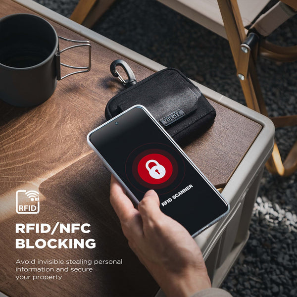 VW121 - RFID Blocking Credit Card Wallet with Lobster Clasp, Water-Resistant Oxford Cloth Holder for Travel