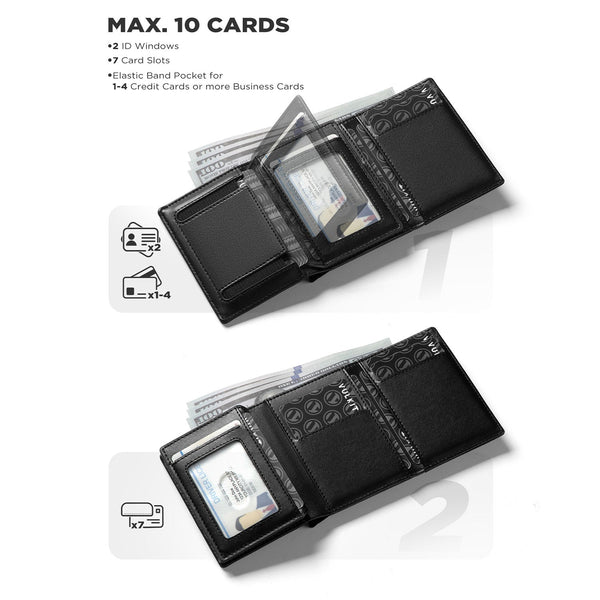 VW126-Mens Leather Trifold Wallet with Airtag Card Case and Magnetic Closure