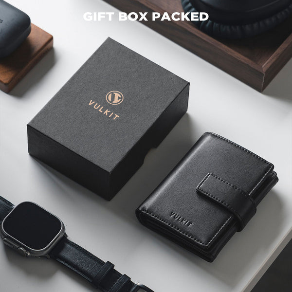 VW126-Mens Leather Trifold Wallet with Airtag Card Case and Magnetic Closure