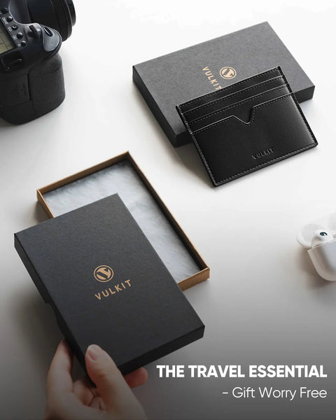 VW132 - Slim Leather Card Wallet, Holds 6+ Cards, Cash & Coins , RFID Protection