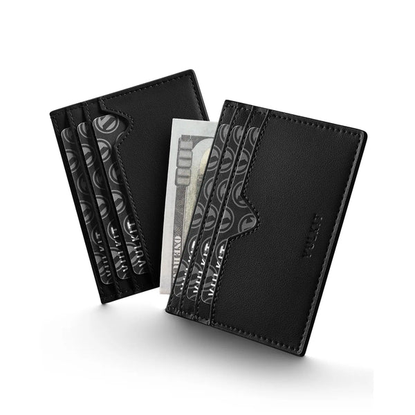 VW132 - Slim Leather Card Wallet, Holds 6+ Cards, Cash & Coins , RFID Protection
