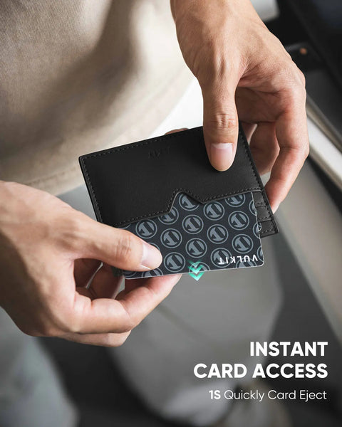 VW132 - Slim Leather Card Wallet, Holds 6+ Cards, Cash & Coins , RFID Protection