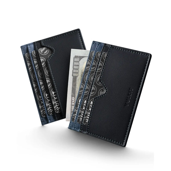 VW132 - Slim Leather Card Wallet, Holds 6+ Cards, Cash & Coins , RFID Protection