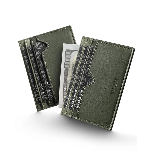 VW132 - Slim Leather Card Wallet, Holds 6+ Cards, Cash & Coins , RFID Protection