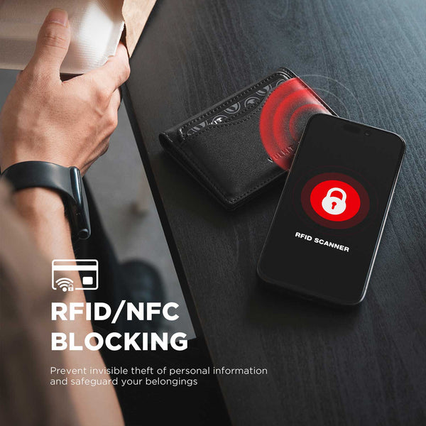 VW134 -Slim RFID Leather Card Holder with Detachable ID Window