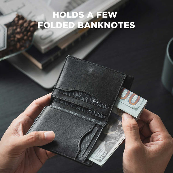 VW134 -Slim RFID Leather Card Holder with Detachable ID Window