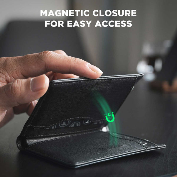 VW134 -Slim RFID Leather Card Holder with Detachable ID Window