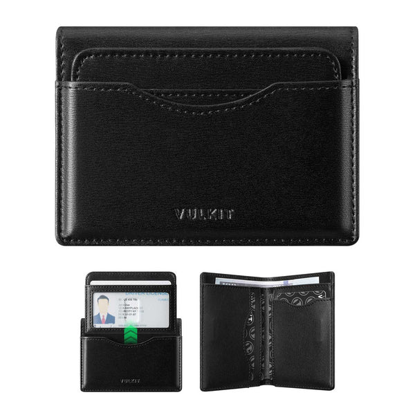 VW134 -Slim RFID Leather Card Holder with Detachable ID Window