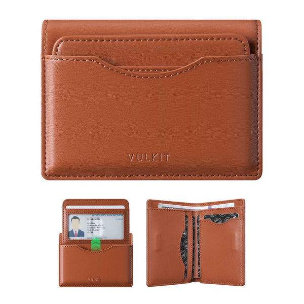 VW134 -Slim RFID Leather Card Holder with Detachable ID Window