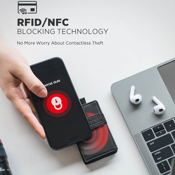 VW135 - Minimalist Leather Wallet for Men – RFID Blocking, Quick-Access Pull Tab, Cash & Card Holder