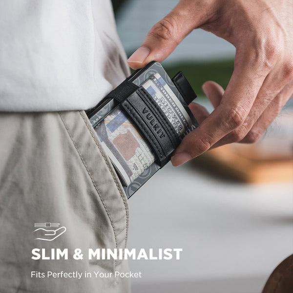 VW135 - Minimalist Leather Wallet for Men – RFID Blocking, Quick-Access Pull Tab, Cash & Card Holder