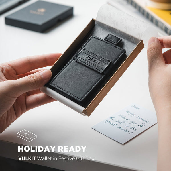 VW135 - Minimalist Leather Wallet for Men – RFID Blocking, Quick-Access Pull Tab, Cash & Card Holder