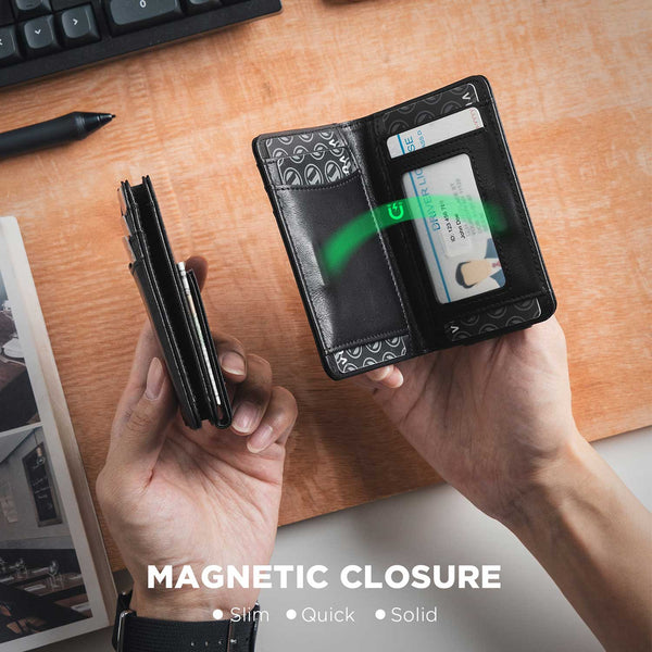 VW136 - Slim Leather RFID Wallet with Magnetic Money Clip