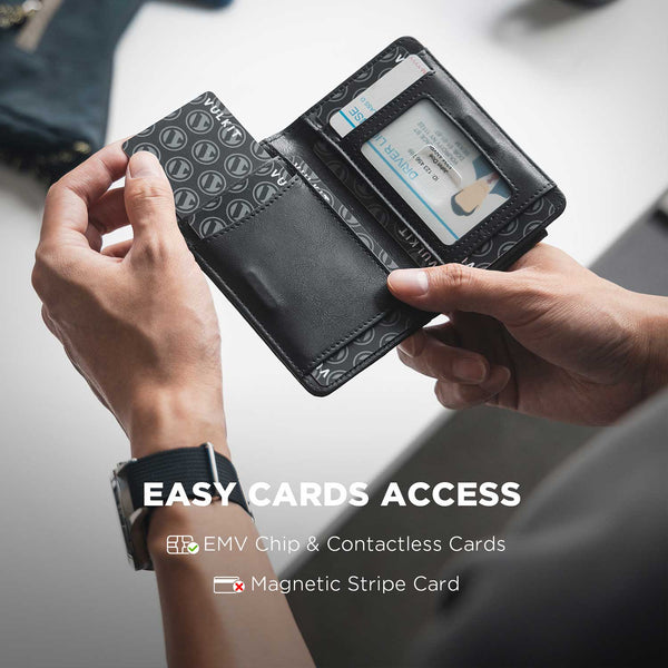 VW136 - Slim Leather RFID Wallet with Magnetic Money Clip