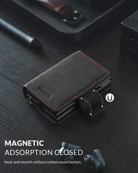 VC200d- Alcantara Leather, Double Aluminum Card Holders For more Storage Wallet