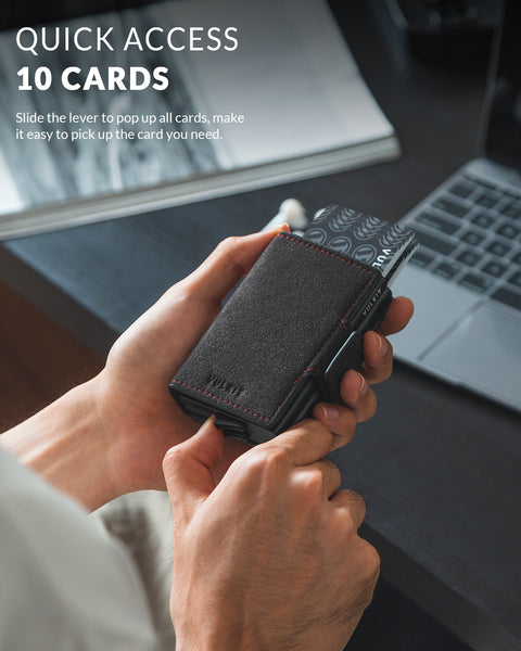 VC200d- Alcantara Leather, Double Aluminum Card Holders For more Storage Wallet