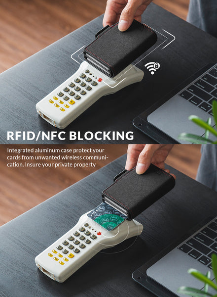 VC200d- Alcantara Leather, Double Aluminum Card Holders For more Storage Wallet