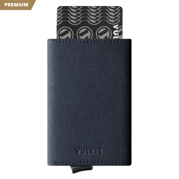 VC203A- Alcantara Leather, Back Zipper Slot, Magnetic Strip Closure Tri-fold Wallet