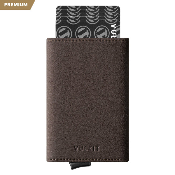 VC203A- Alcantara Leather, Back Zipper Slot, Magnetic Strip Closure Tri-fold Wallet