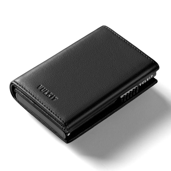 VC302P- Genuine Leather, Side Slider Mechanism, Back Zipper Slot, Magnetic Strip Closure Tri-fold Wallet