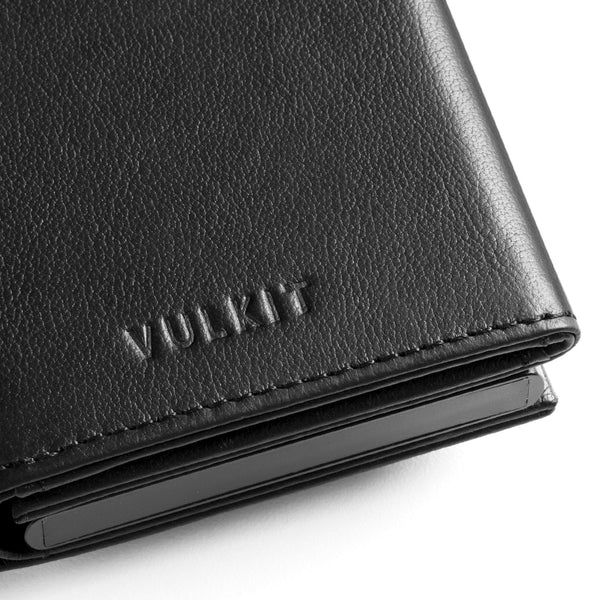 VC302P- Genuine Leather, Side Slider Mechanism, Back Zipper Slot, Magnetic Strip Closure Tri-fold Wallet