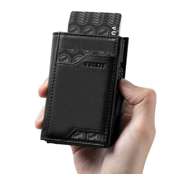 VC311P- Genuine Leather, Banknote Compartment & ID Window Pop-Up Wallet with Removable AirTag Holder (NOT include the AirTag)