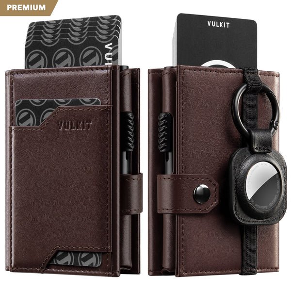 VC311P- Genuine Leather, Banknote Compartment & ID Window Pop-Up Wallet with Removable AirTag Holder (NOT include the AirTag)