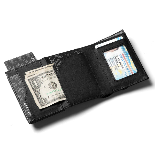 VC311P- Genuine Leather, Banknote Compartment & ID Window Pop-Up Wallet with Removable AirTag Holder (NOT include the AirTag)