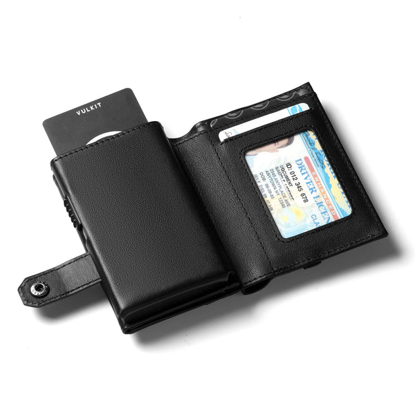 VC311P- Genuine Leather, Banknote Compartment & ID Window Pop-Up Wallet with Removable AirTag Holder (NOT include the AirTag)