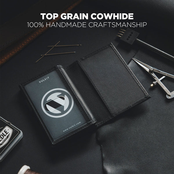 VC314P- Genuine Leather Slim Pop-up Wallet with Double ID Windows for Men, Holds Up to 12 Cards