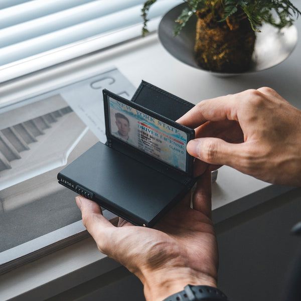 VC314P- Genuine Leather Slim Pop-up Wallet with Double ID Windows for Men, Holds Up to 12 Cards