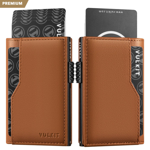 VC314P- Genuine Leather Slim Pop-up Wallet with Double ID Windows for Men, Holds Up to 12 Cards