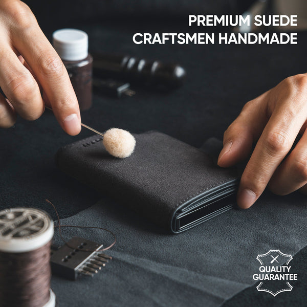 VC402A- Alcantara Leather, New Patented Card Holder with Banknote Compartment & Magnetic Closure