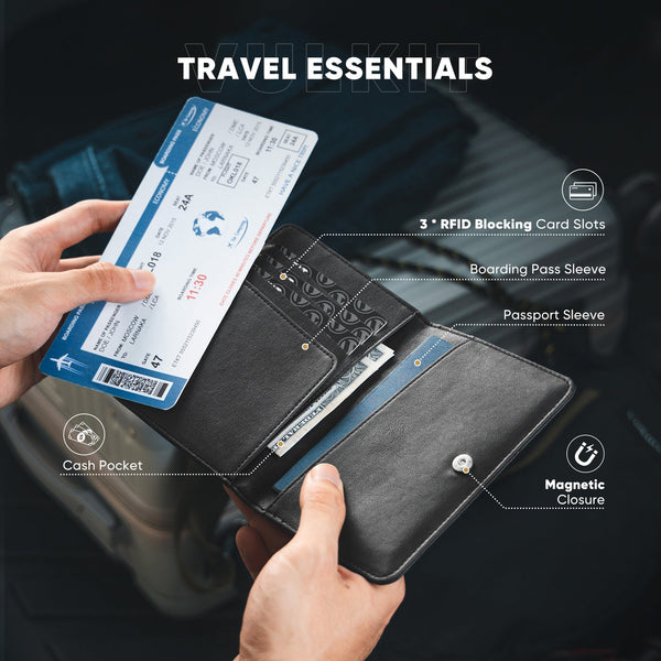VPW102-  Passport Holder For Travel With Magnetic Closure,With/Without Airtag Holder