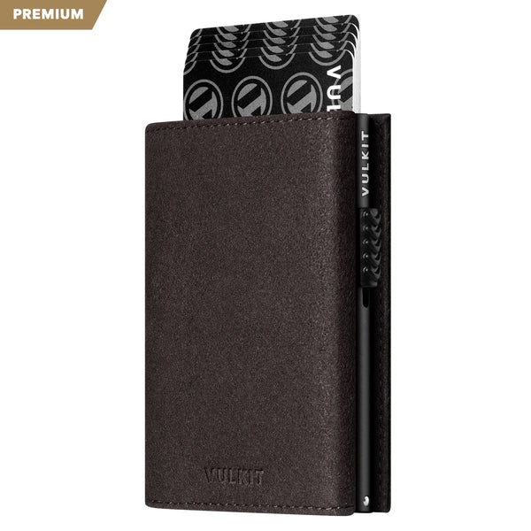 VC302A- Alcantara Leather, Spacious Banknote Pocket, Back Zipper Slot, Magnetic Strip Closure Tri-fold Wallet