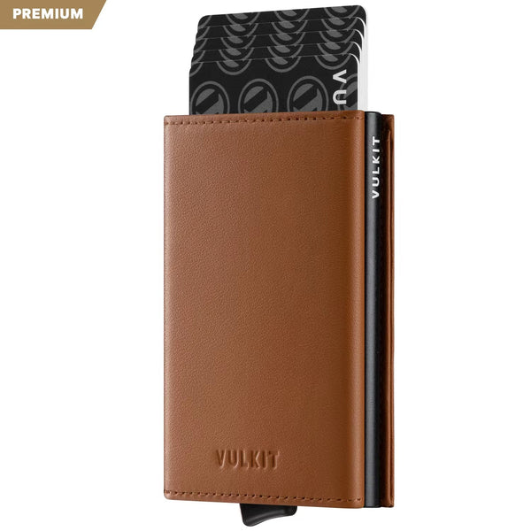 VC203P- Genuine Leather, Back Zipper Slot, Magnetic Strip Closure Tri-fold Wallet