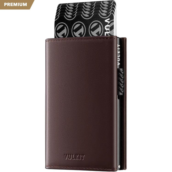 VC302P- Genuine Leather, Side Slider Mechanism, Back Zipper Slot, Magnetic Strip Closure Tri-fold Wallet