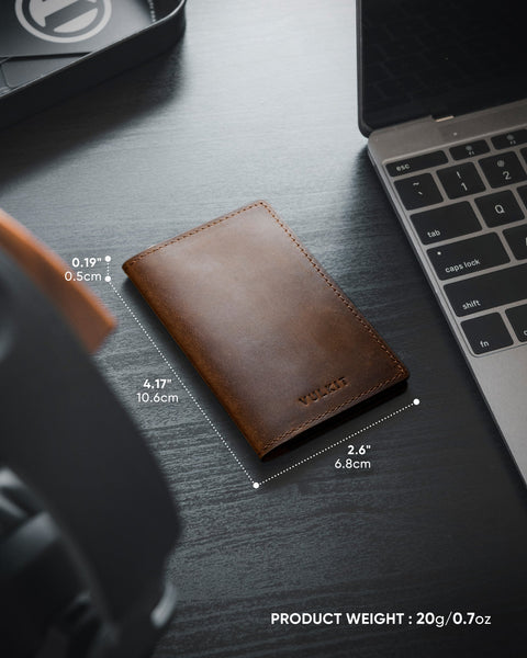 VBC100P- Crazy Horse Genuine Leather, 2 Sided Slim Business Card Holder, Up to Hold 20 Cards