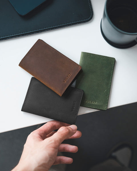 VBC100P- Crazy Horse Genuine Leather, 2 Sided Slim Business Card Holder, Up to Hold 20 Cards