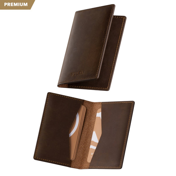 VBC100P- Crazy Horse Genuine Leather, 2 Sided Slim Business Card Holder, Up to Hold 20 Cards