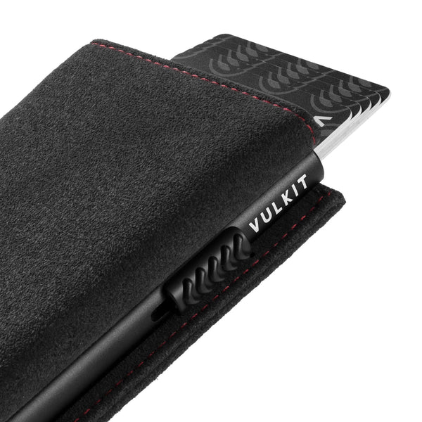 VC302A- Alcantara Leather, Spacious Banknote Pocket, Back Zipper Slot, Magnetic Strip Closure Tri-fold Wallet