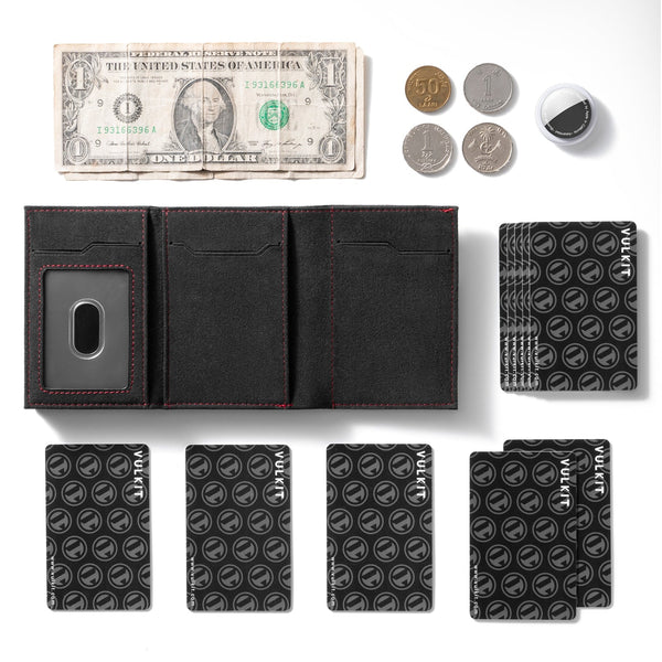 VC302A- Alcantara Leather, Spacious Banknote Pocket, Back Zipper Slot, Magnetic Strip Closure Tri-fold Wallet
