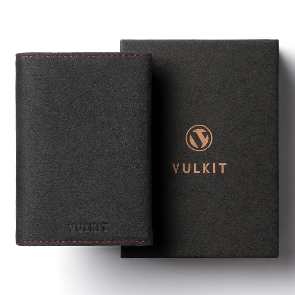 VC302A- Alcantara Leather, Spacious Banknote Pocket, Back Zipper Slot, Magnetic Strip Closure Tri-fold Wallet